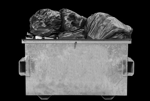 Collection vehicle loading a skip for waste transport