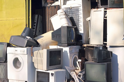 Recycling trucks handling demolition materials